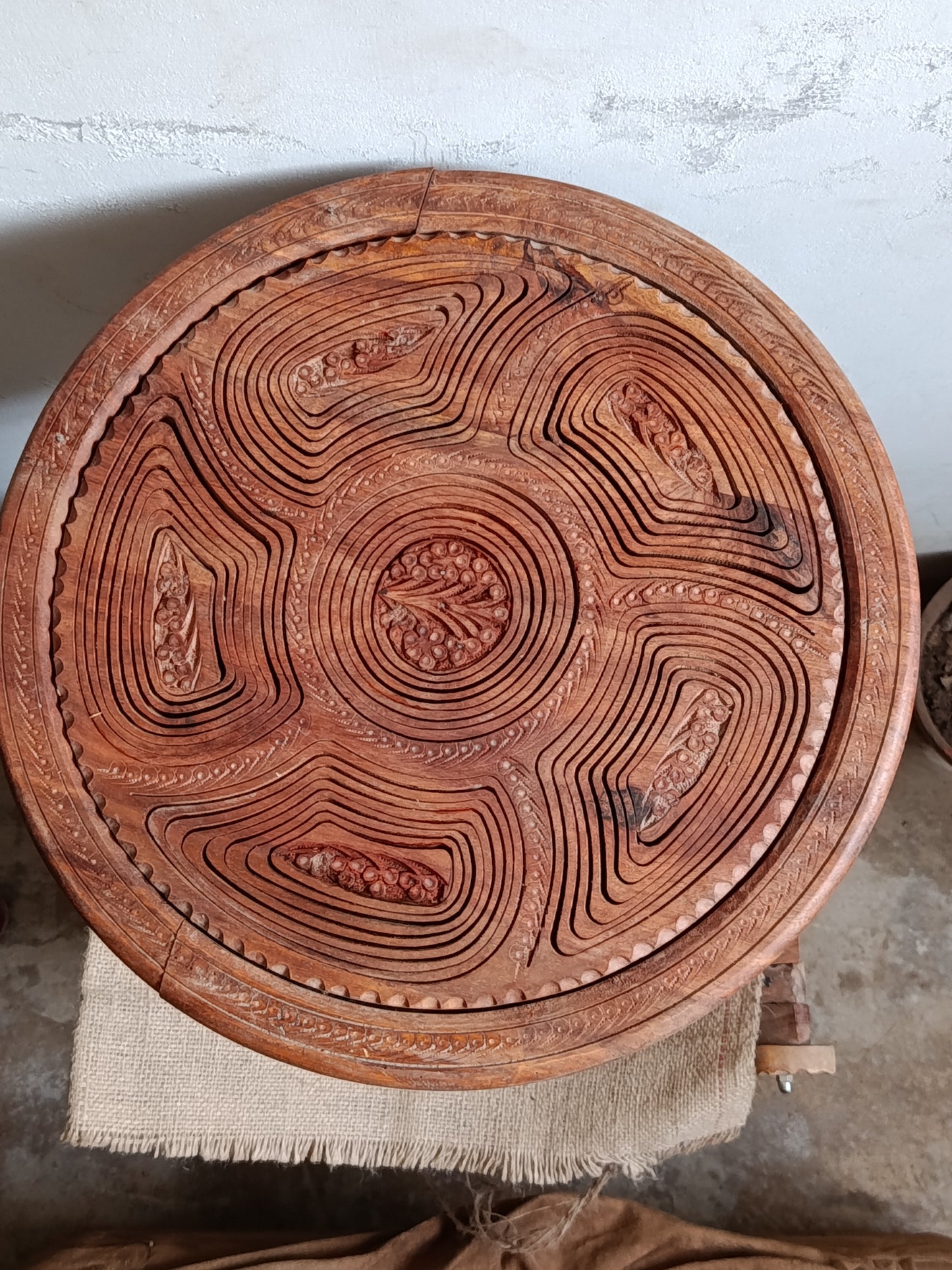 Multi-Purpose Handcrafted Wooden Folding Basket & Side Table