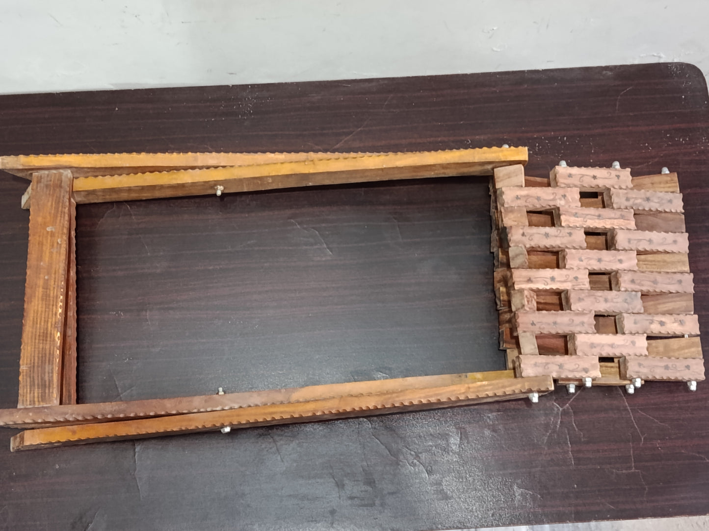 Handcrafted Wooden Folding Stool – Traditional Woven Seat