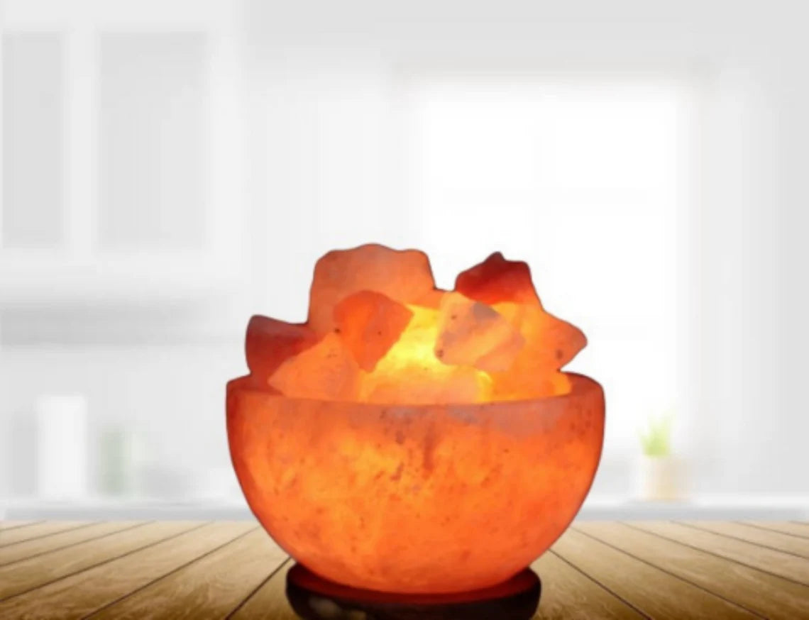 Himalayan Pink Salt Bowl Lamp. Fire Bowl With Chunks. Rock Salt Lamp For Home Décor