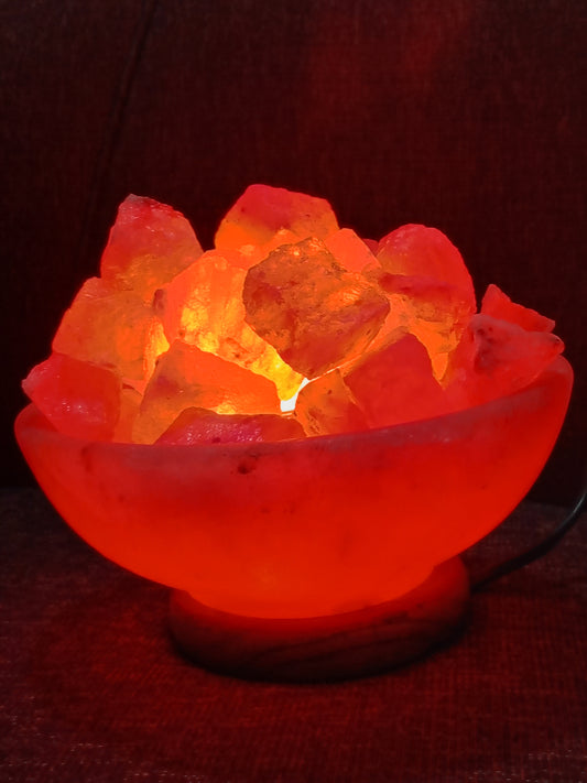 Himalayan Pink Salt Bowl Lamp. Fire Bowl With Chunks. Rock Salt Lamp For Home Décor