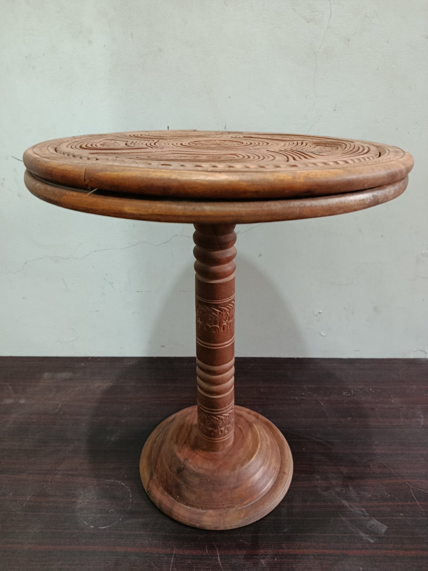 Multi-Purpose Handcrafted Wooden Folding Basket & Side Table