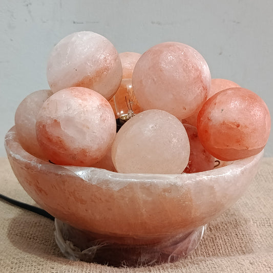 Himalayan Salt Lamp Bowl with Spheres - Natural Ionizing Decor